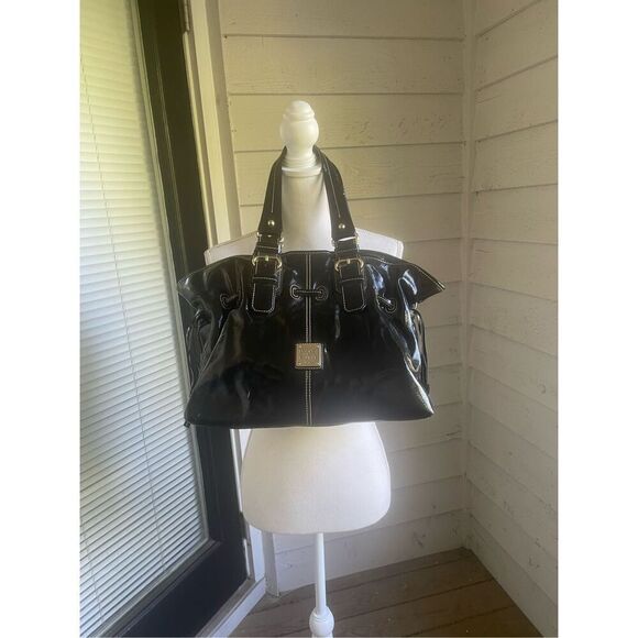 Dooney & Bourke Medium Chiara Patent Leather Drawstring Satchel Bag Black - Picture 8 of 16